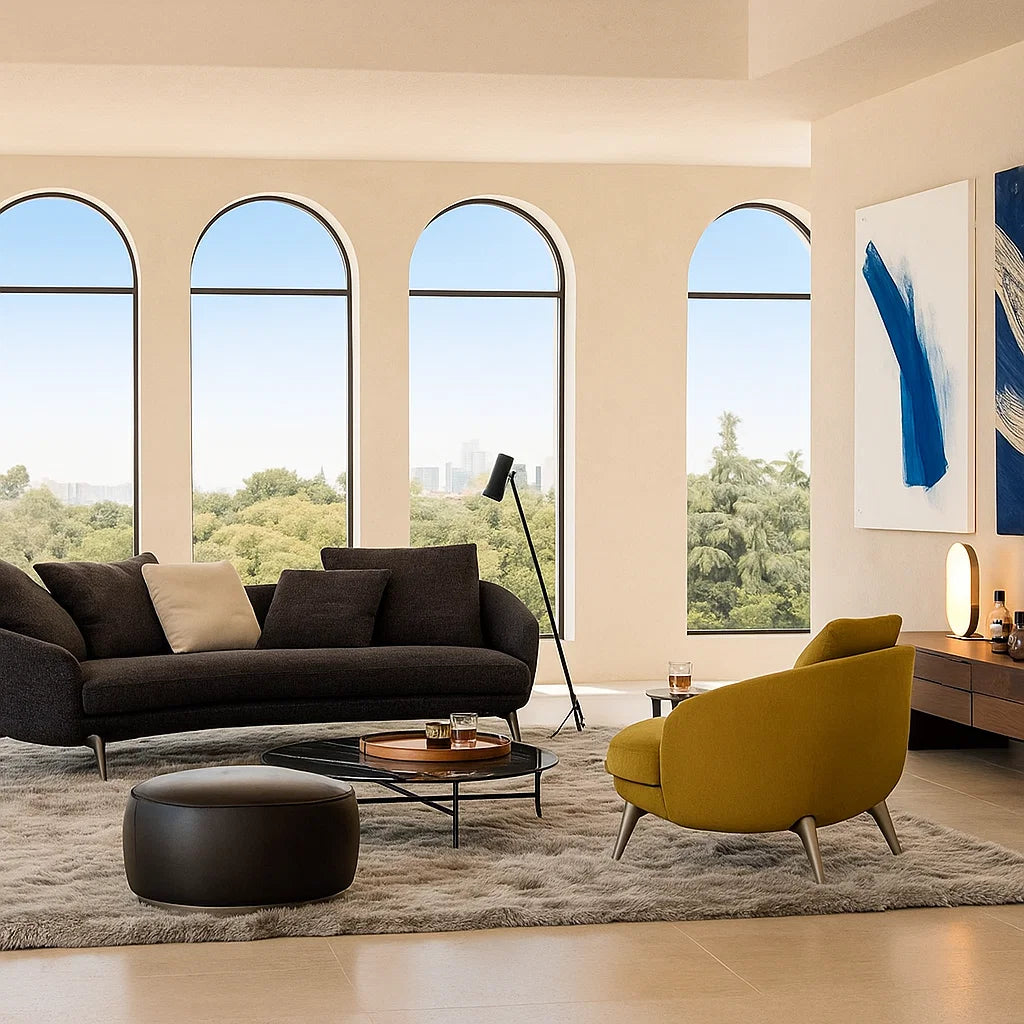 Eryndor (SF12028) - Italian Minimalist Custom Sofa Bespoke in Leather &amp; Fabric