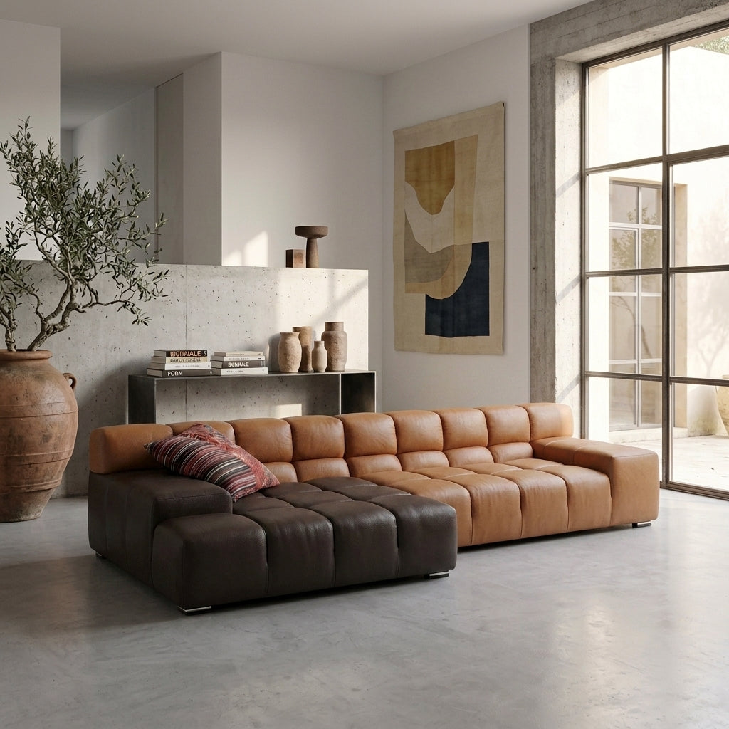Forma TF0821 Custom Mid Century Minimalist Design 3-Seater Sofa | Modular System | Italian Full Leather