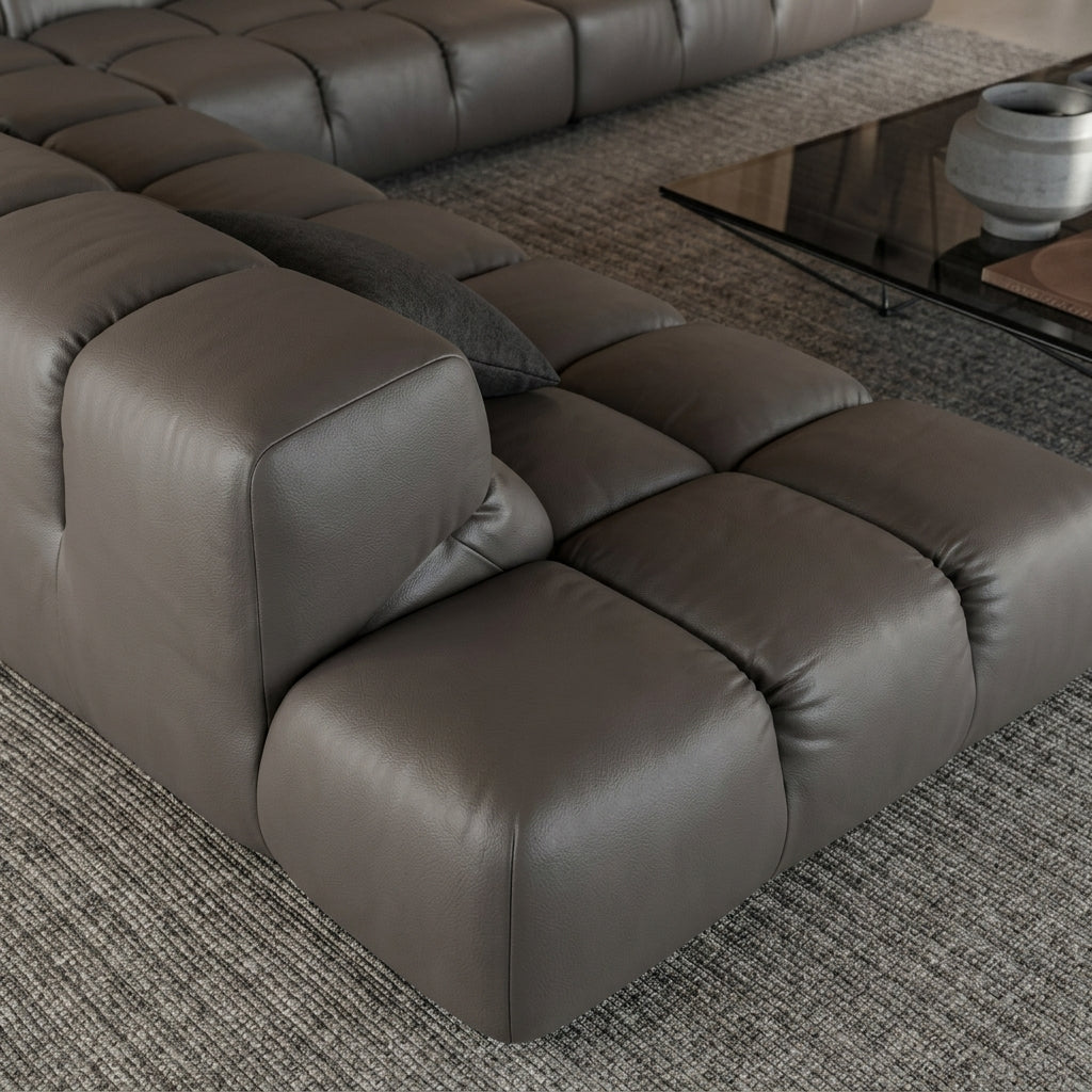 Forma TF0821 Custom Mid Century Minimalist Design 3-Seater Sofa | Modular System | Italian Full Leather