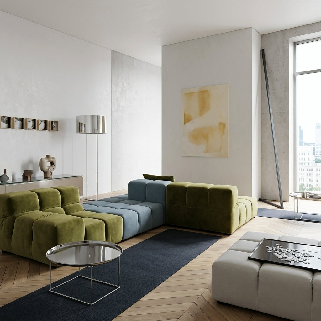 Forma TF0821 Custom Mid Century Minimalist Design 3-Seater Sofa | Modular System | Italian Full Leather