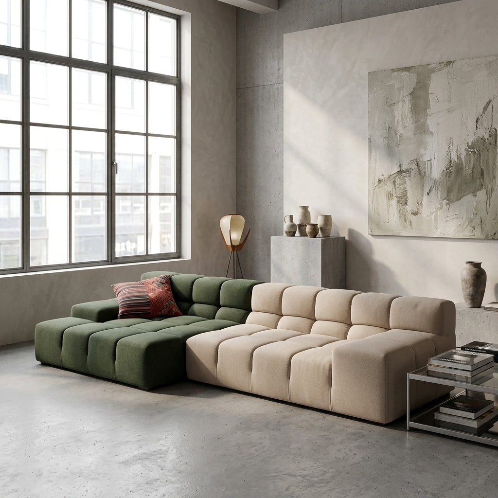 Forma TF0821 Custom Mid Century Minimalist Design 3-Seater Sofa | Modular System | Italian Full Leather