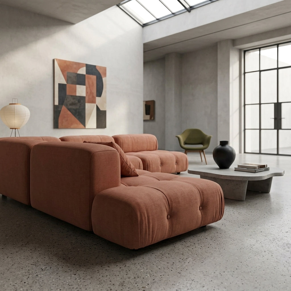 Forma TF0821 Custom Mid Century Minimalist Design 3-Seater Sofa | Modular System | Italian Full Leather