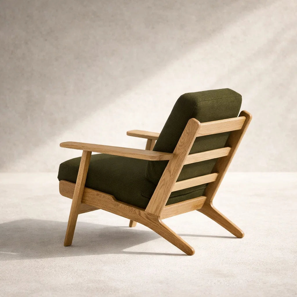 Gemma CH9160 Custom Mid Century Solid Wood Lounge Chair | Solid American Oak