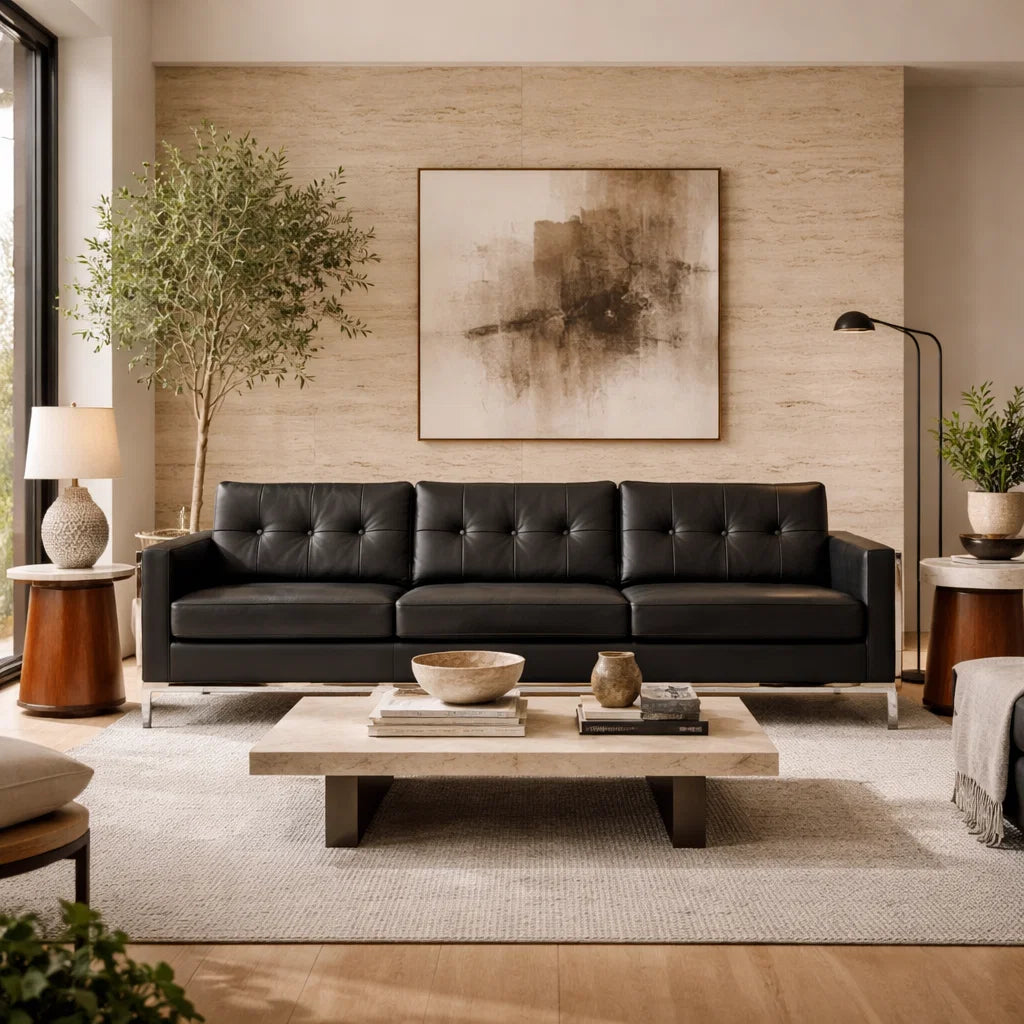 Grande CH1024 Custom Mid Century Minimalist Design 3-Seater Sofa | Italian Full Leather