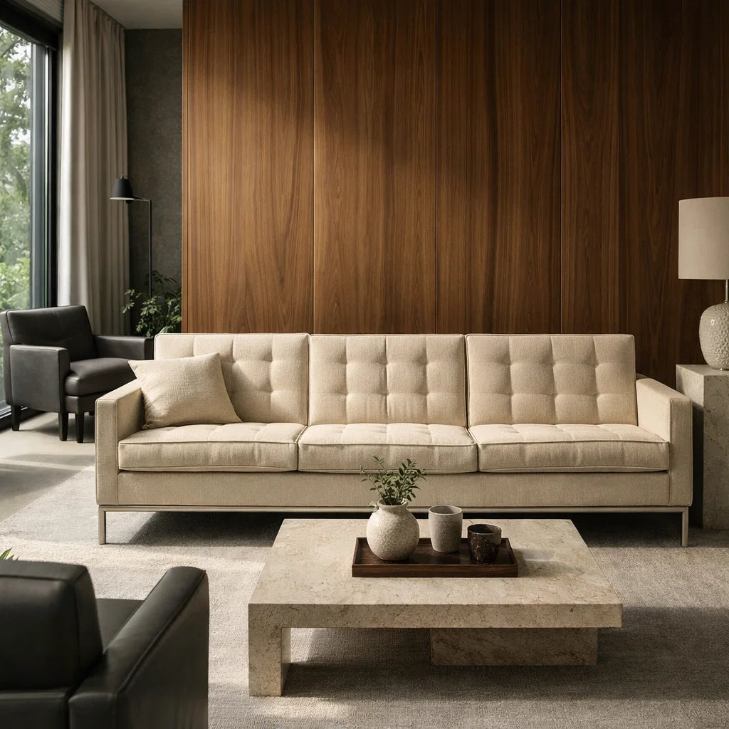 Grande CH1024 Custom Mid Century Minimalist Design 3-Seater Sofa | Italian Full Leather