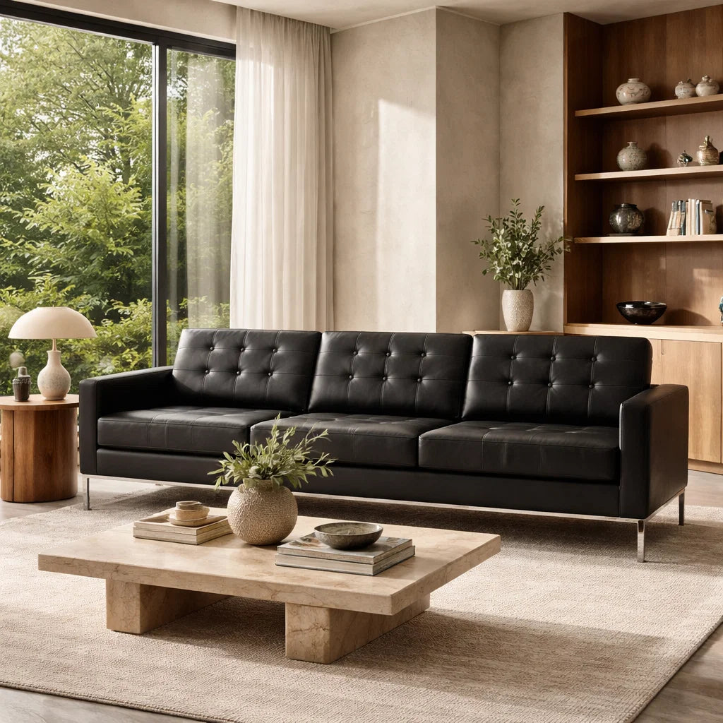 Grande CH1024 Custom Mid Century Minimalist Design 3-Seater Sofa | Italian Full Leather