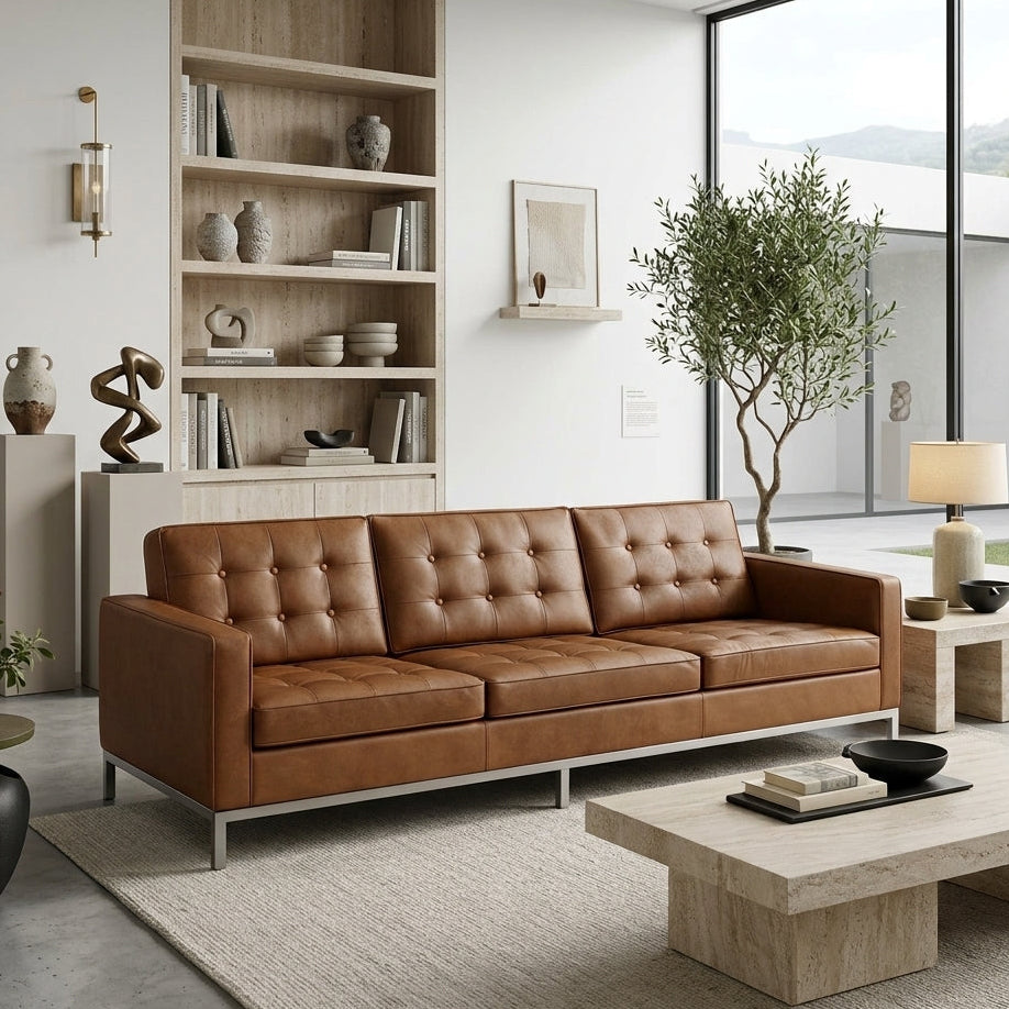 Grande CH1024 Custom Mid Century Minimalist Design 3-Seater Sofa | Italian Full Leather