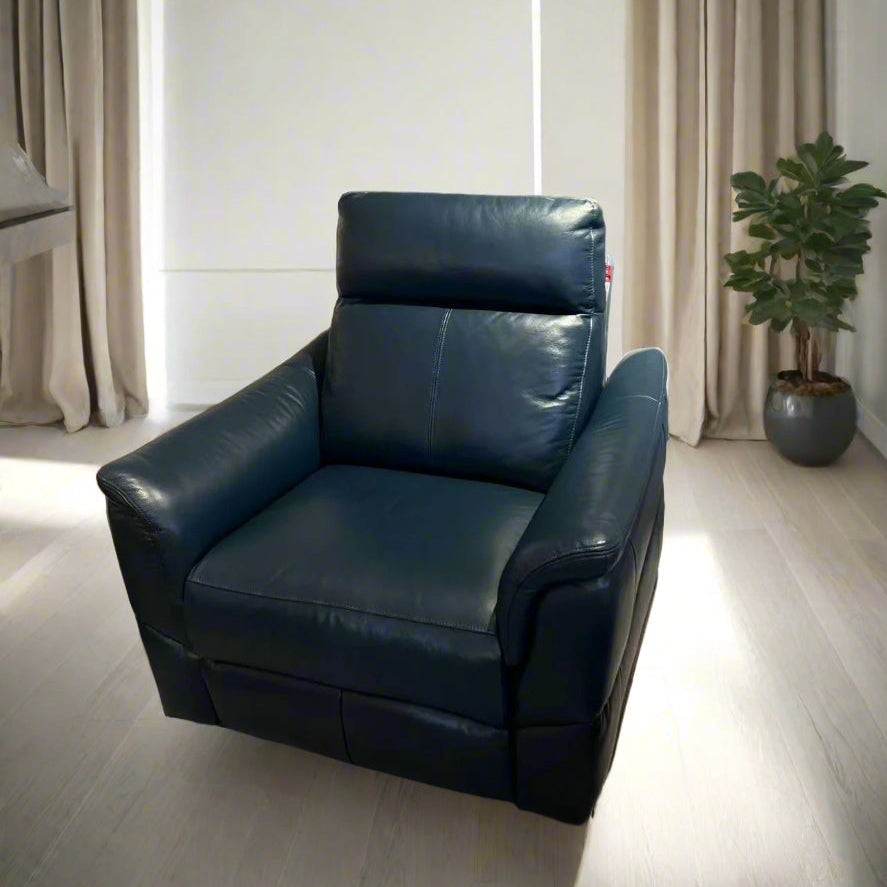 KUKA KM.5170 Full Top Grain Leather 1-Seater Electric Zero Gravity Recliner Sofa (Col: Navy)