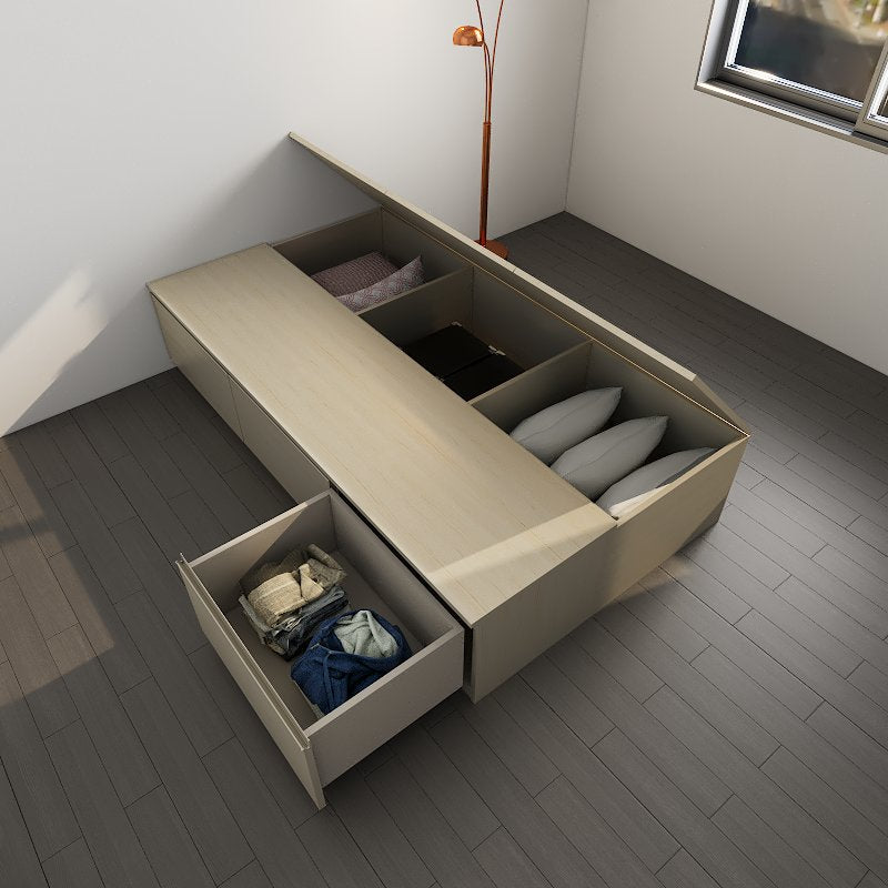 Tatami (White Oak 215) Super Single Size Storage Bed 3-Drawer 3-Top Swing Door - TSS1