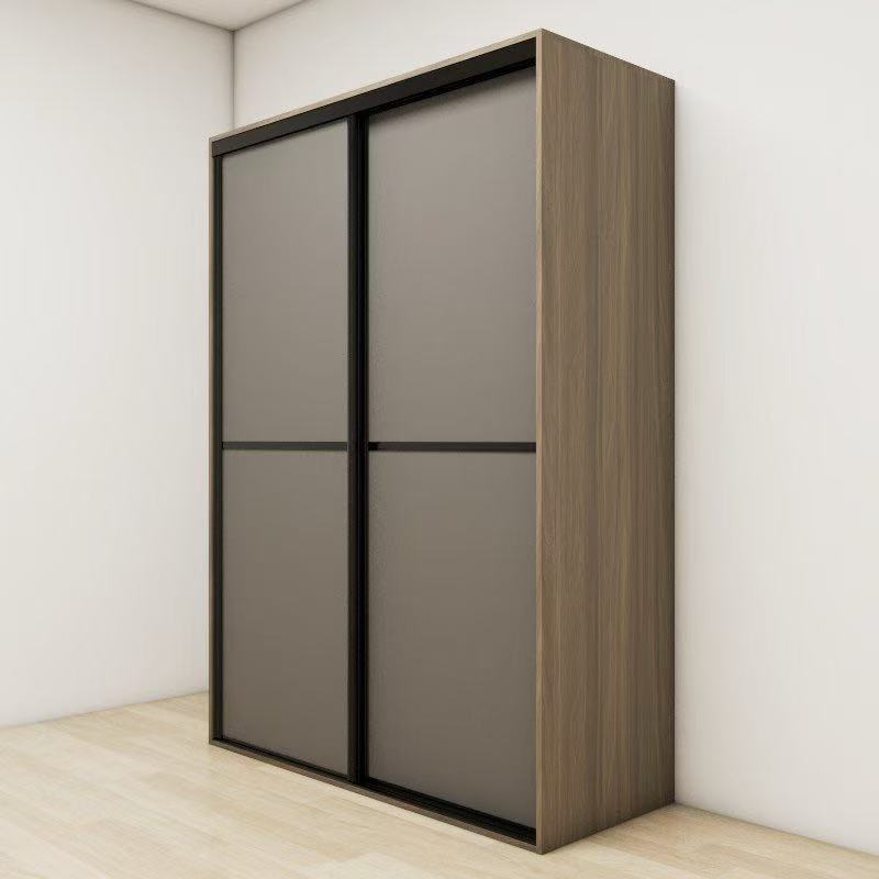 Custom Wardrobe 1.3m with Sliding Doors - Walnut Frame with Carbon Grey Doors