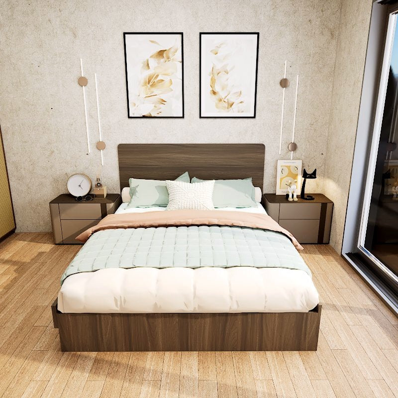 Americana Minimalist Design Engineered Wood Queen Size Bed