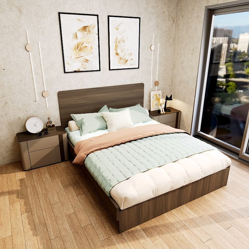 Americana Minimalist Design Engineered Wood Queen Size Bed