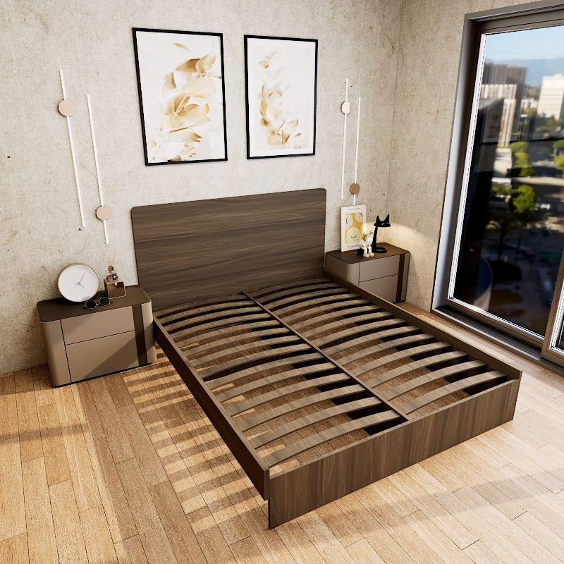 Americana Minimalist Design Engineered Wood Queen Size Bed