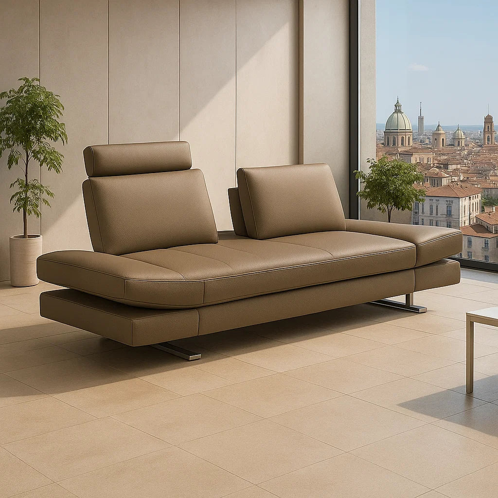 KUKA #1372 Coffee Color 2.36m Top Grain Leather Daybed Sofa