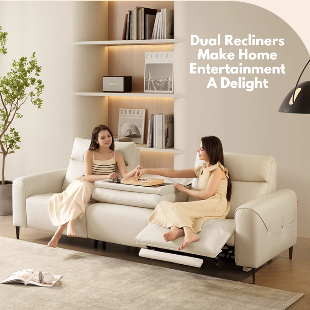 KUKA #7003 3-Seater 2.75m Performance Fabric Electric Recliner Sofa - Cloudy White - Factory Direct