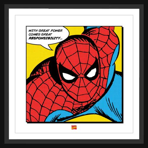 Licensed Art Print - Unknown “Spider Man with Great Power" | Framed Art | Lithograph | Street Art
