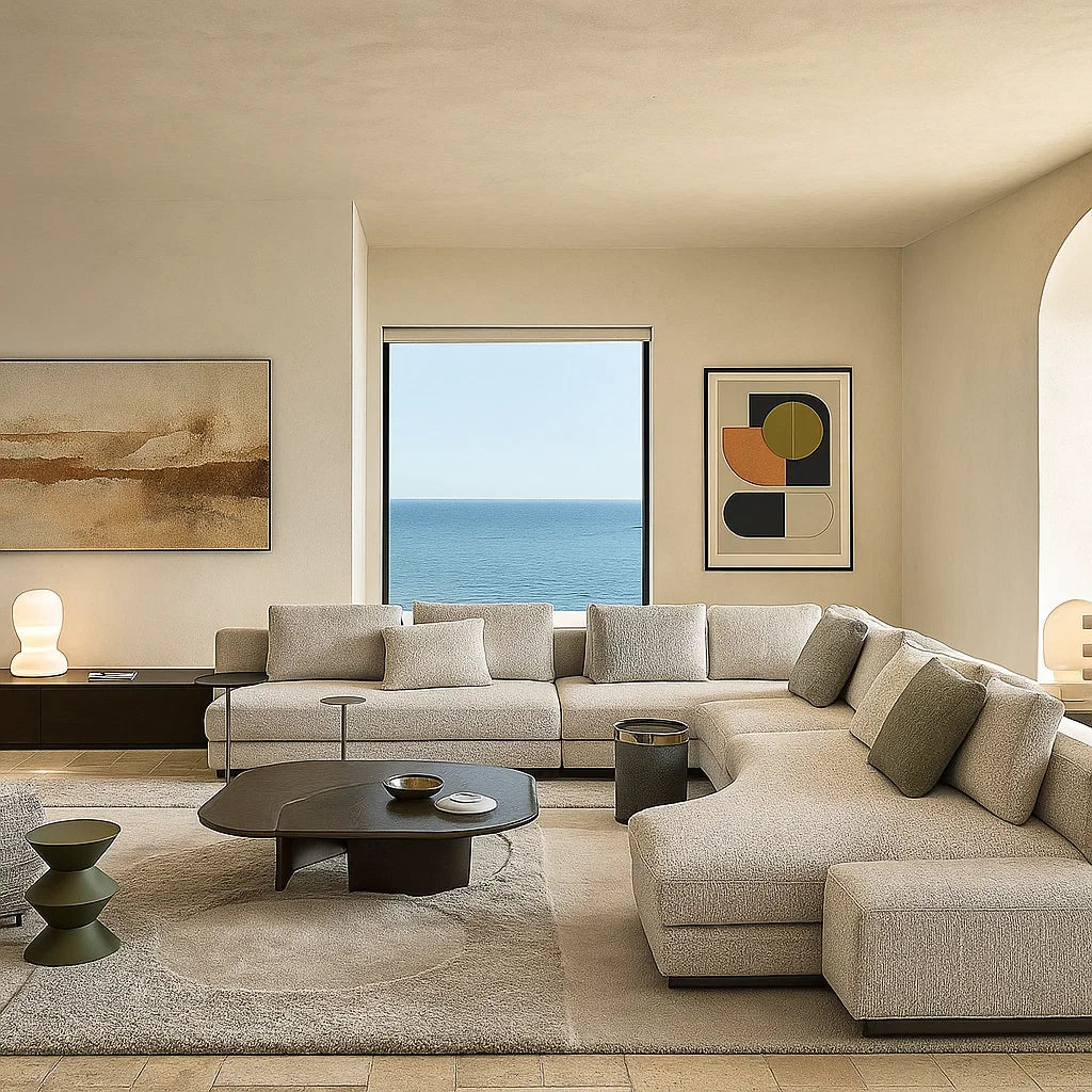 Lindale (SF12018)- Italian Minimalist Custom Sofa Bespoke in Leather &amp; Fabric