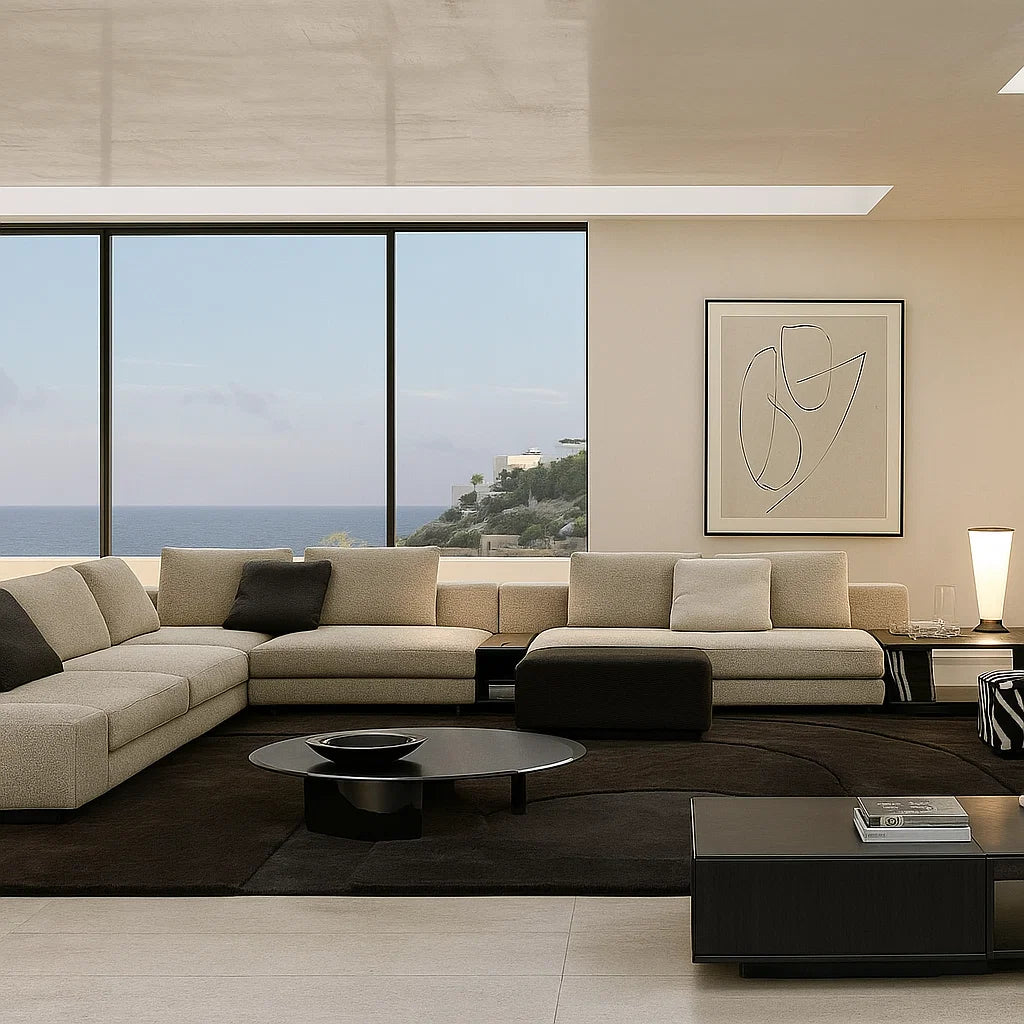 Lindale (SF12018)- Italian Minimalist Custom Sofa Bespoke in Leather &amp; Fabric