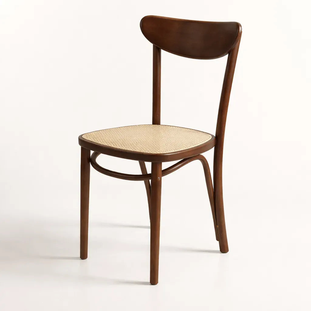 Luna (CH86A) Curved Back Solid Wood American Beech Bentwood Dining Chair - Walnut/Oak/Black picket and rail