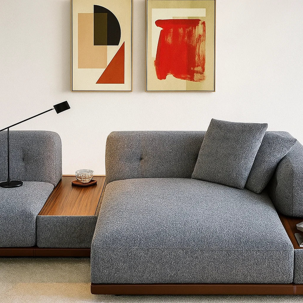 Lunaris (SF120P) - Italian Minimalist Custom Sofa Bespoke in Leather &amp; Fabric