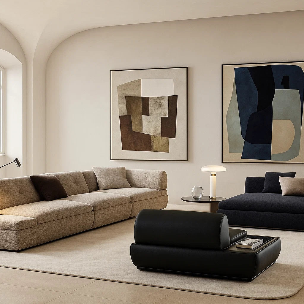 Lunaris (SF120P) - Italian Minimalist Custom Sofa Bespoke in Leather &amp; Fabric