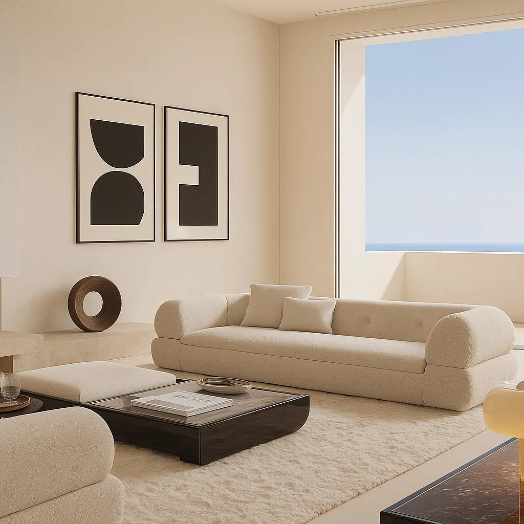 Lunaris (SF120P) - Italian Minimalist Custom Sofa Bespoke in Leather &amp; Fabric