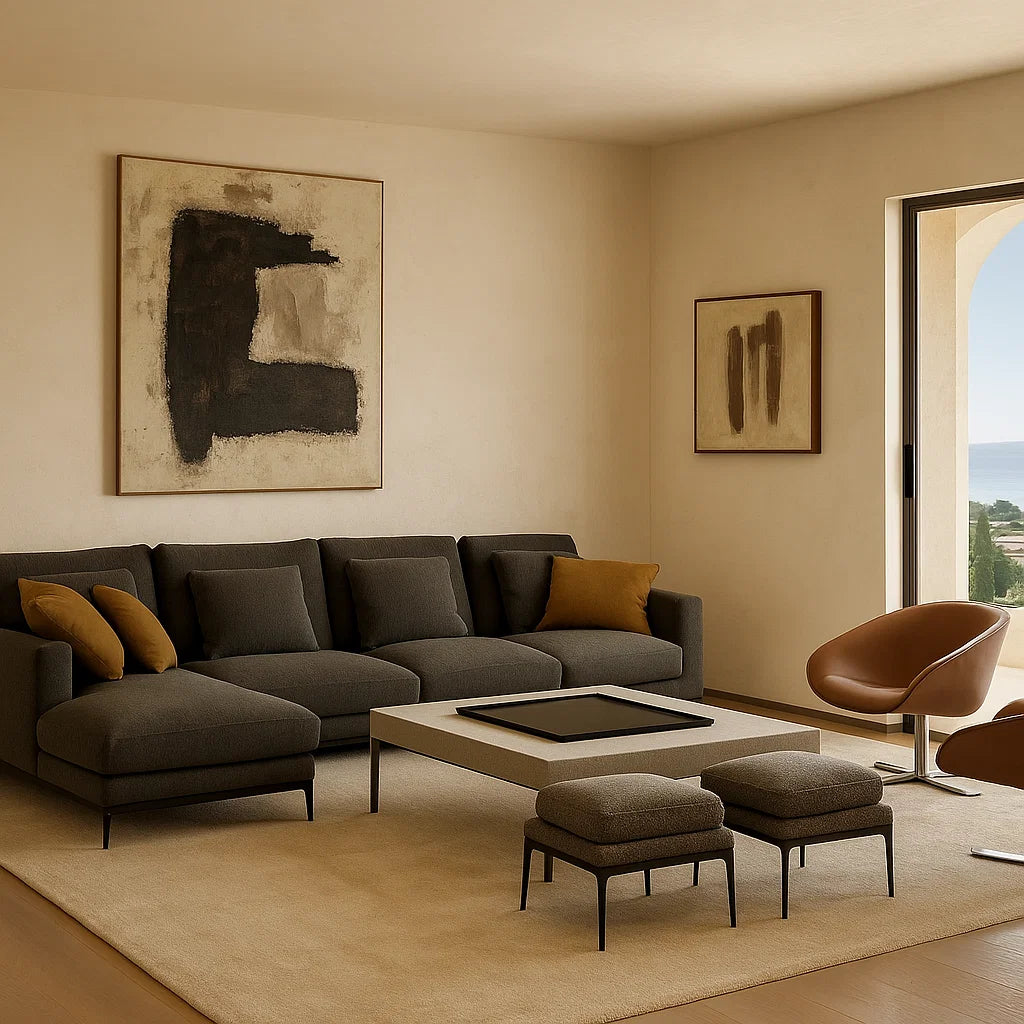 Lusso (SF-12044) - Italian Minimalist Custom Sofa Bespoke in Leather &amp; Fabric