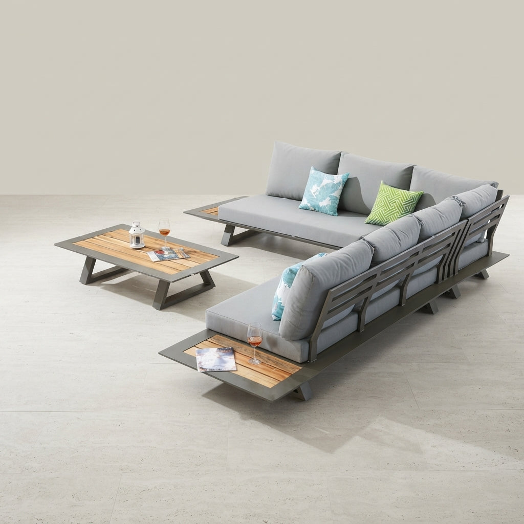 Luxe Outdoor Modular Sofa | Teak Wood | WA1110