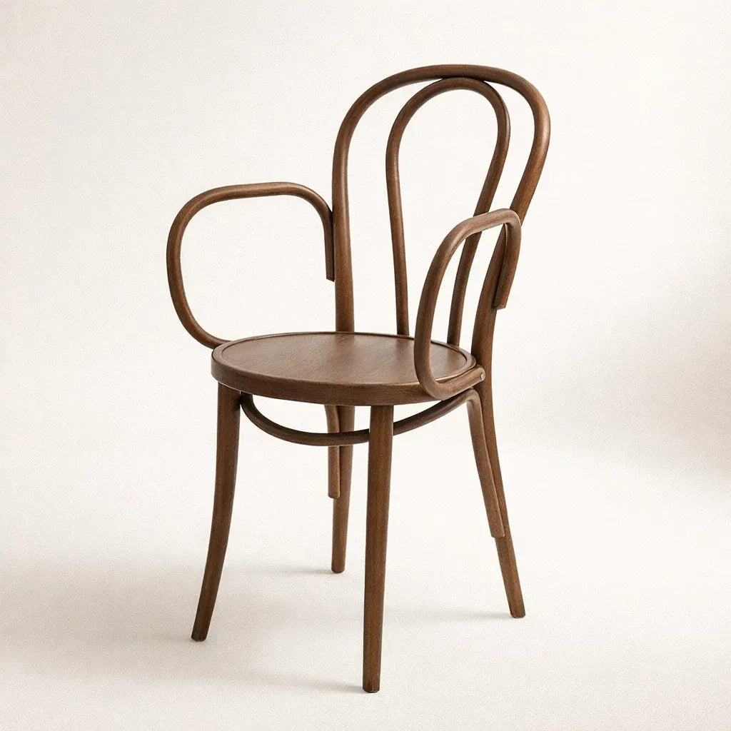 Lyon Armchair (CH18B) Parisian Style Solid Wood American Beech Bentwood Dining Chair - Walnut/Oak/Black picket and rail