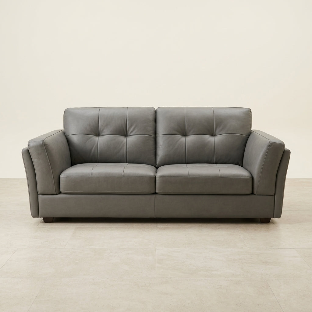 MB0289 Full Leather Sofa | Length 1.75m | Grey Color | Special Offer | Display Set