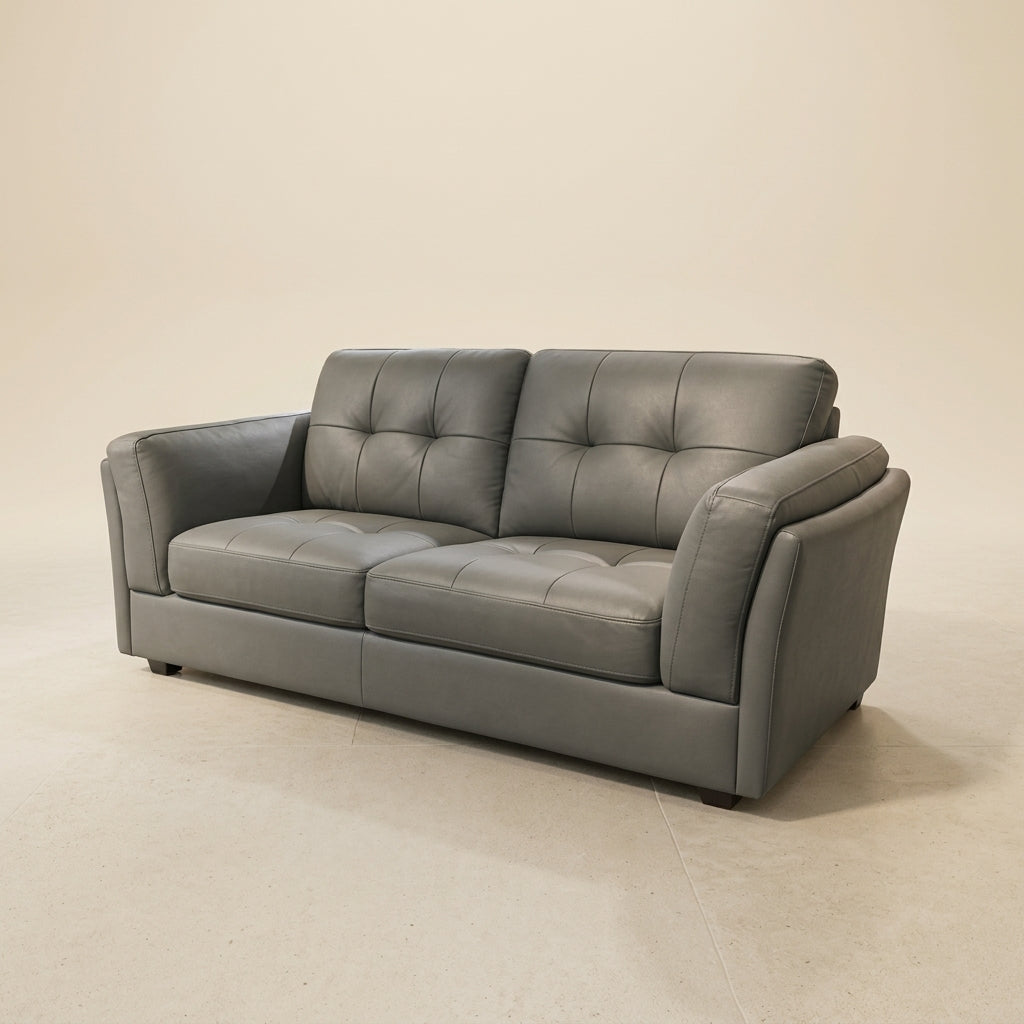 MB0289 Full Leather Sofa | Length 1.75m | Grey Color | Special Offer | Display Set