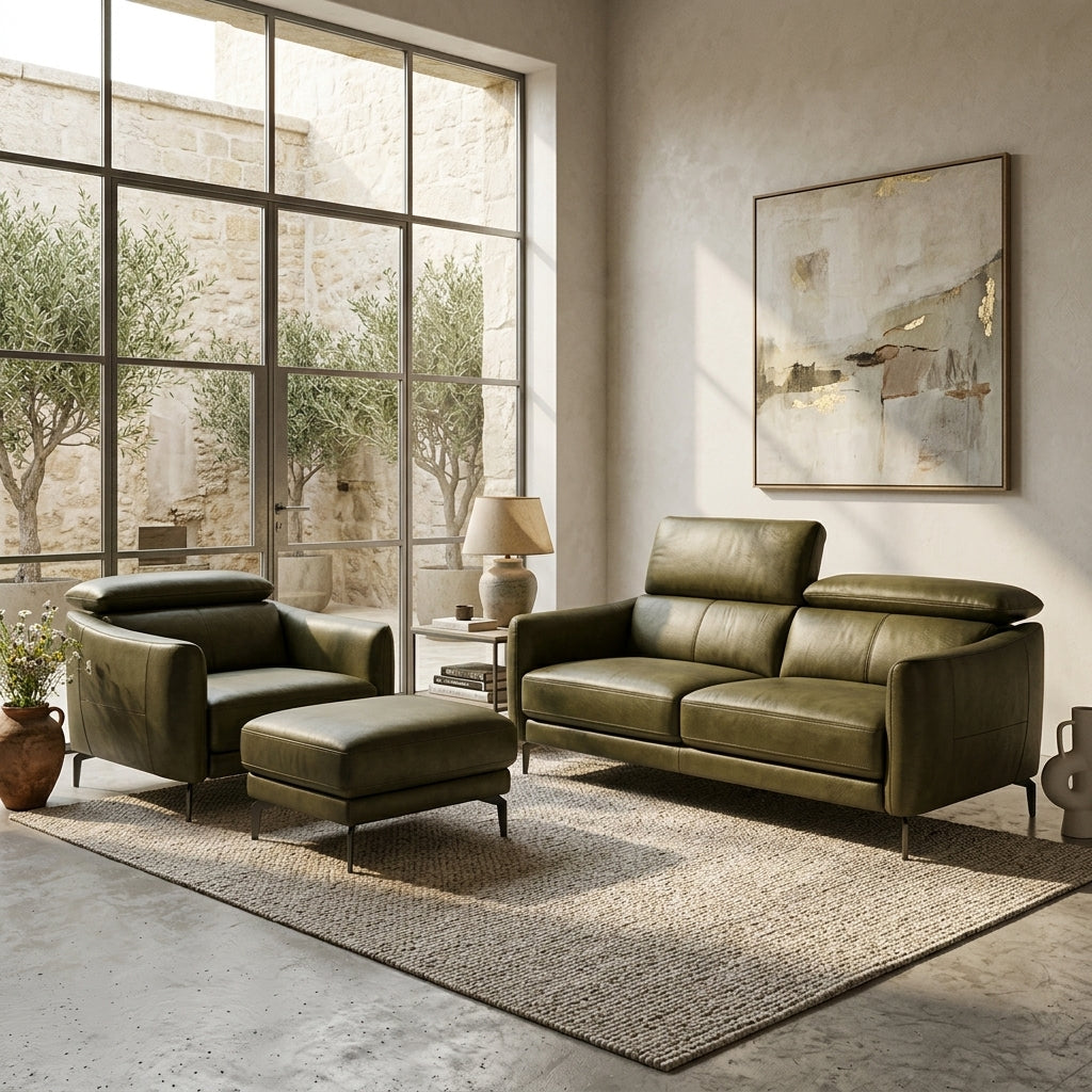 Americana MB0672 Custom Sofa Italian Minimalist Design Length 1.95m | Pet Friendly Leather & Fabric