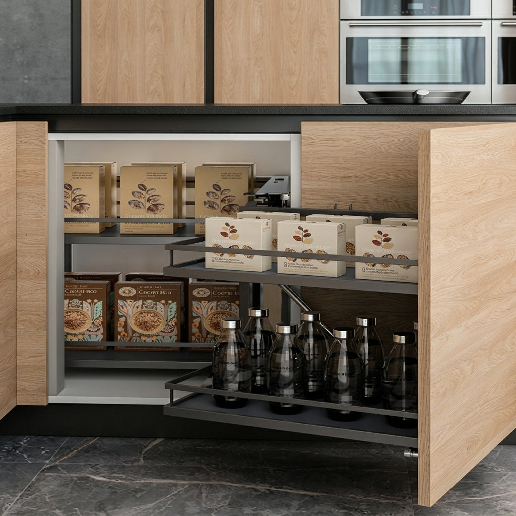 Magic Corner Pull-Out System | Carbon Steel | Powder Coated