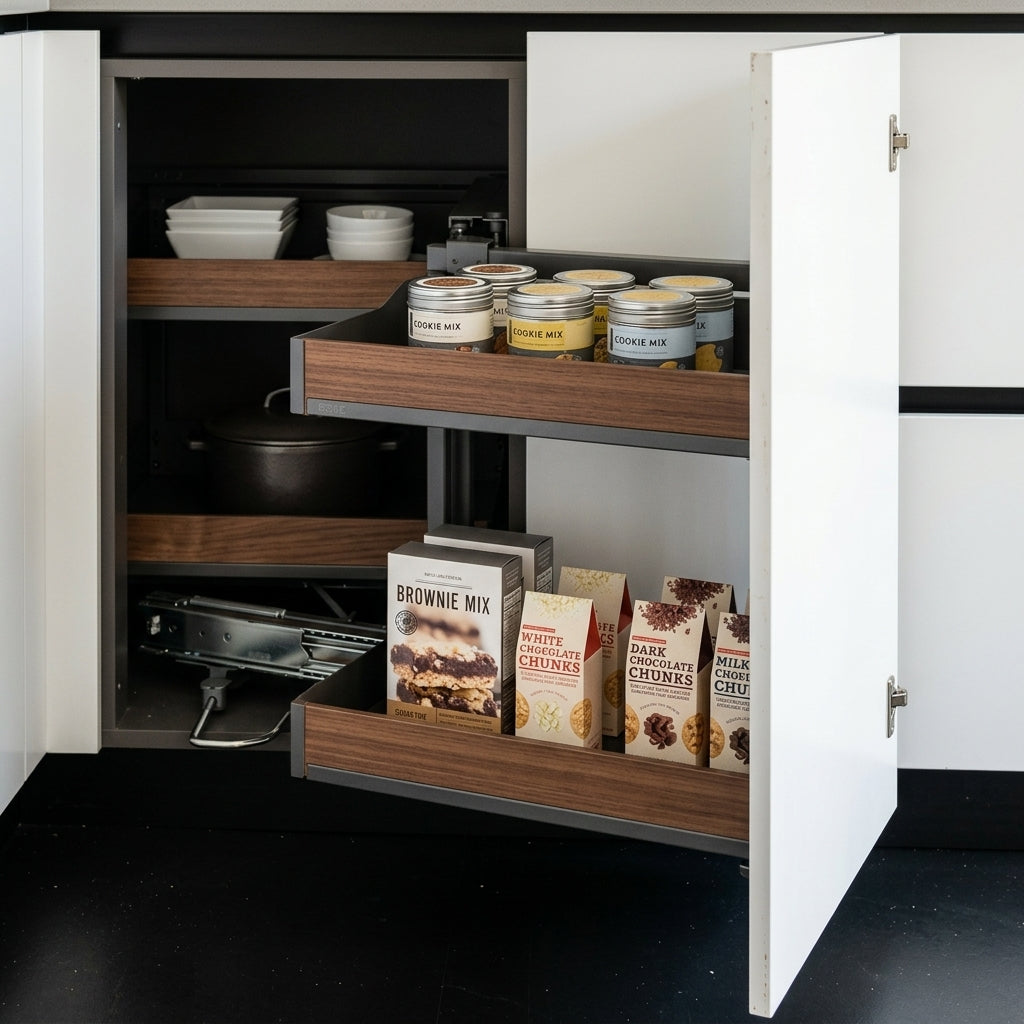 Magic Corner Pull-Out System | Powder Coated Steel | Aluminum