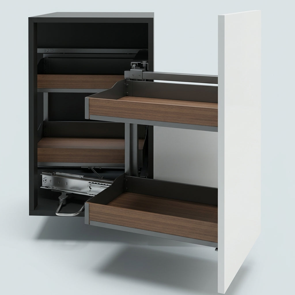 Magic Corner Pull-Out System | Powder Coated Steel | Aluminum