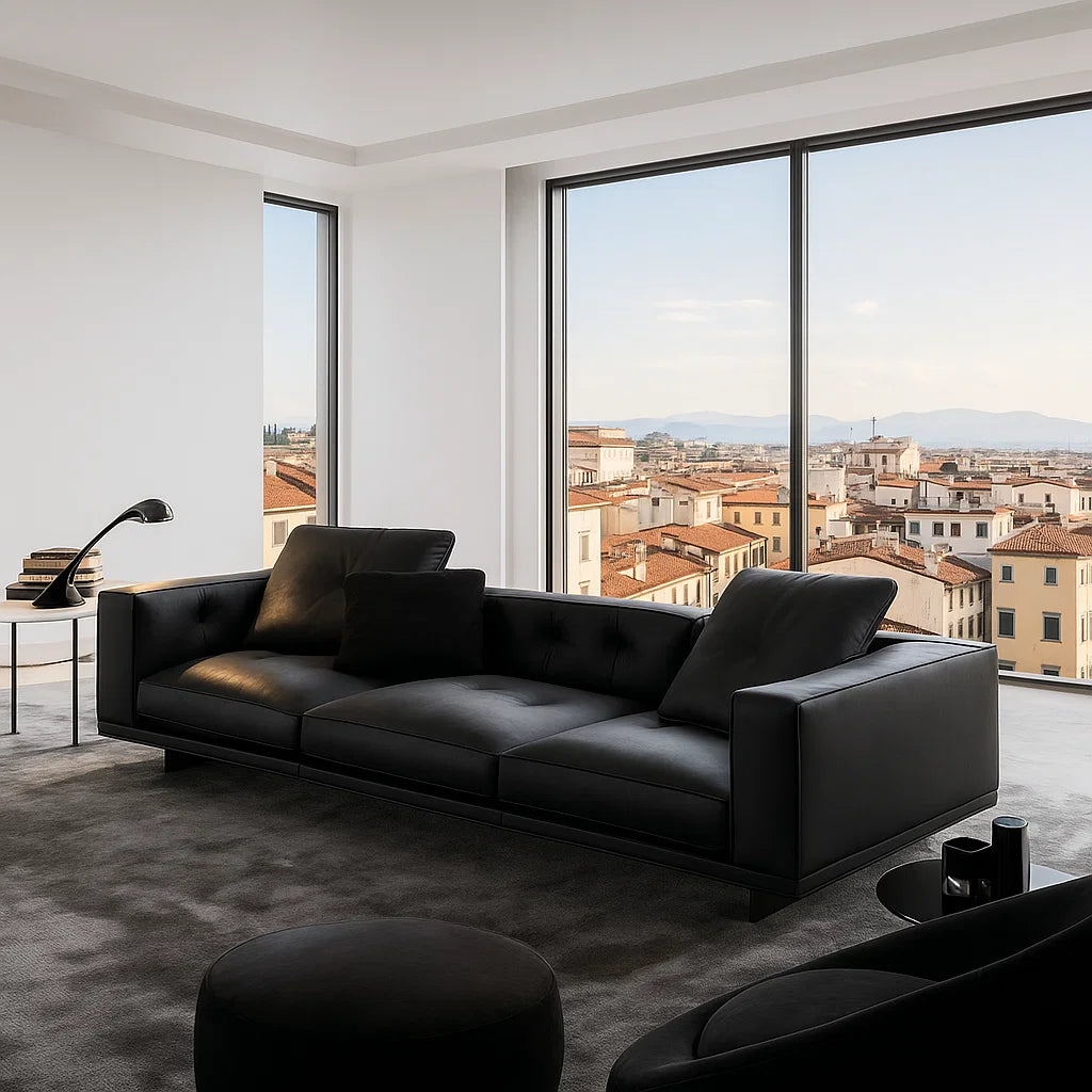 Marvik (SF12001)- Italian Minimalist Custom Sofa Bespoke in Leather &amp; Fabric
