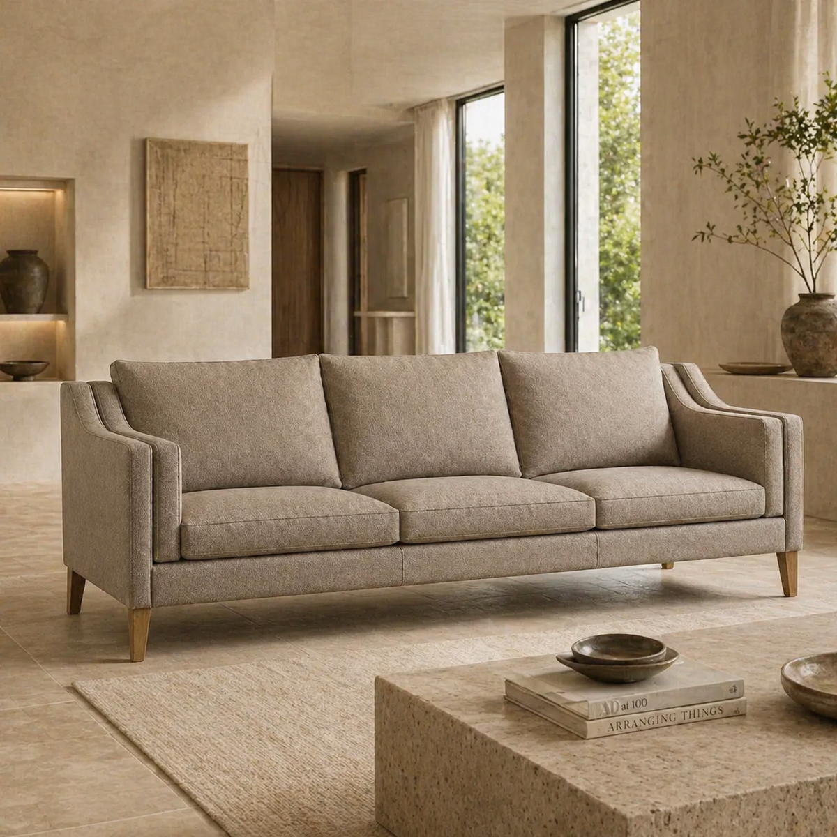 Morgan CH2002 Custom Mid Century Minimalist Design 3-Seater Sofa | Pet Friendly Fabric & Leather