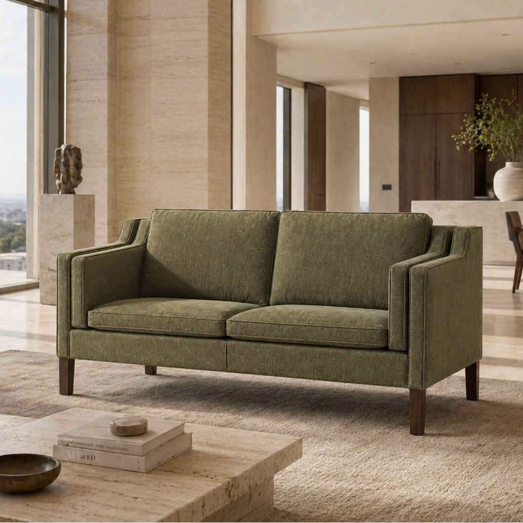 Morgan CH2002 Custom Mid Century Minimalist Design 2-Seater Sofa | Pet Friendly Fabric & Leather