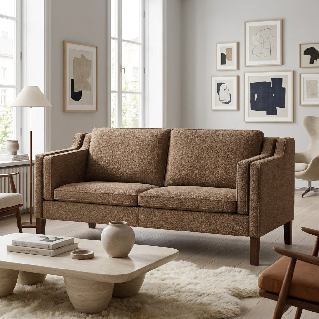 Morgan CH2002 Custom Mid Century Minimalist Design 2-Seater Sofa | Pet Friendly Fabric & Leather