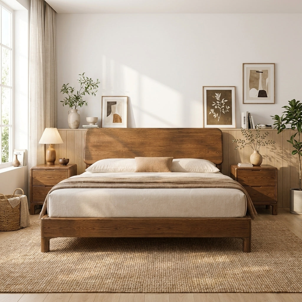 NY Solid Wood Bed | European Queen & King Size | Solid American Ash