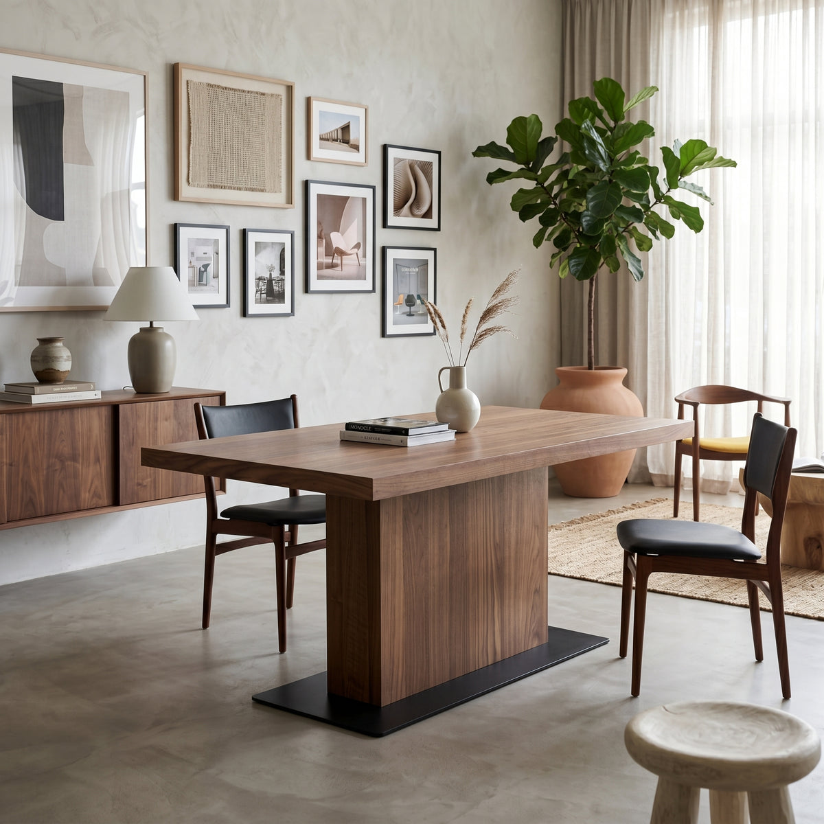NORYA (KAZTW05A-01) Custom American Solid Wood Pedestal Table | American Walnut