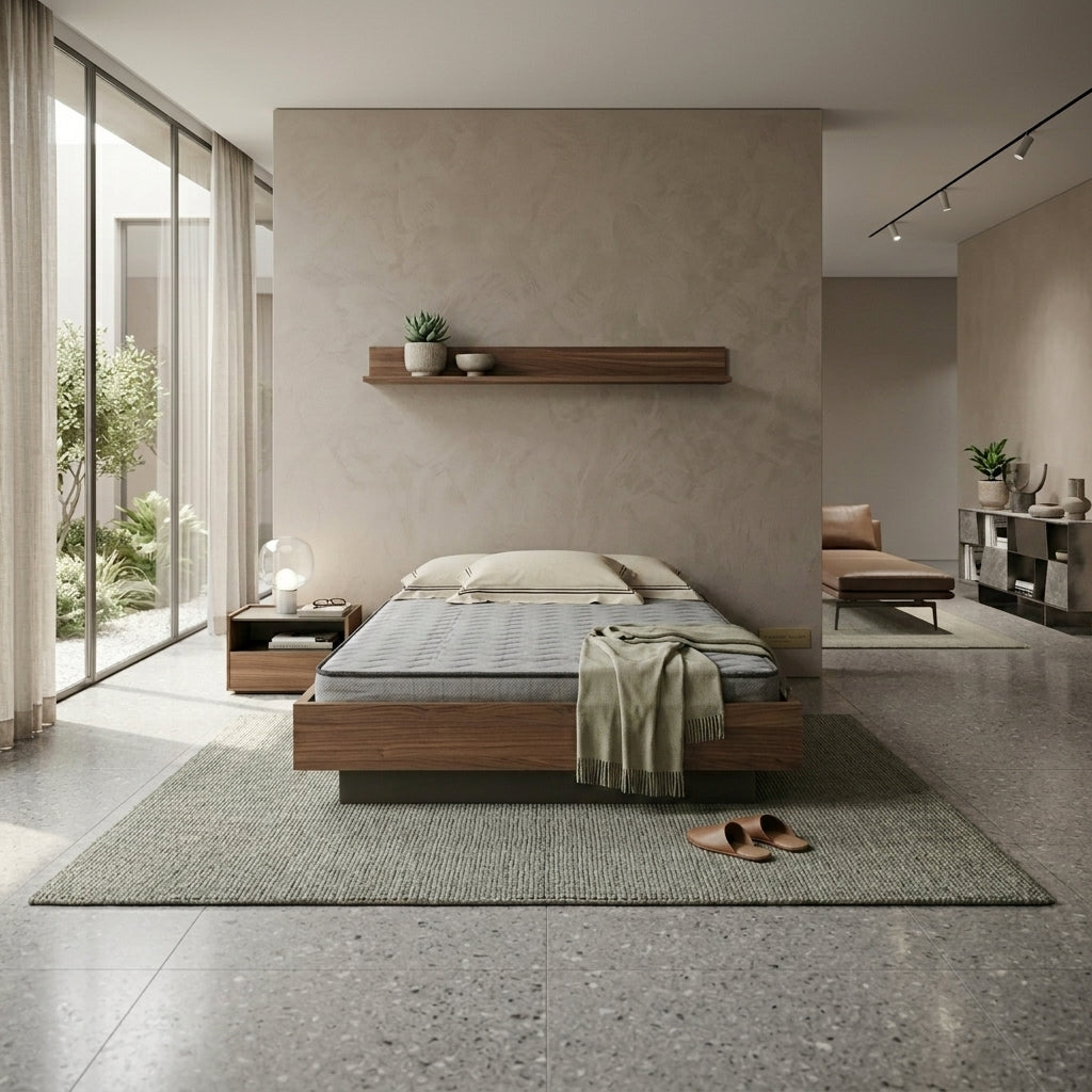 Norya (NCP18A-01) Solid Wood Queen Size Bed | American Walnut