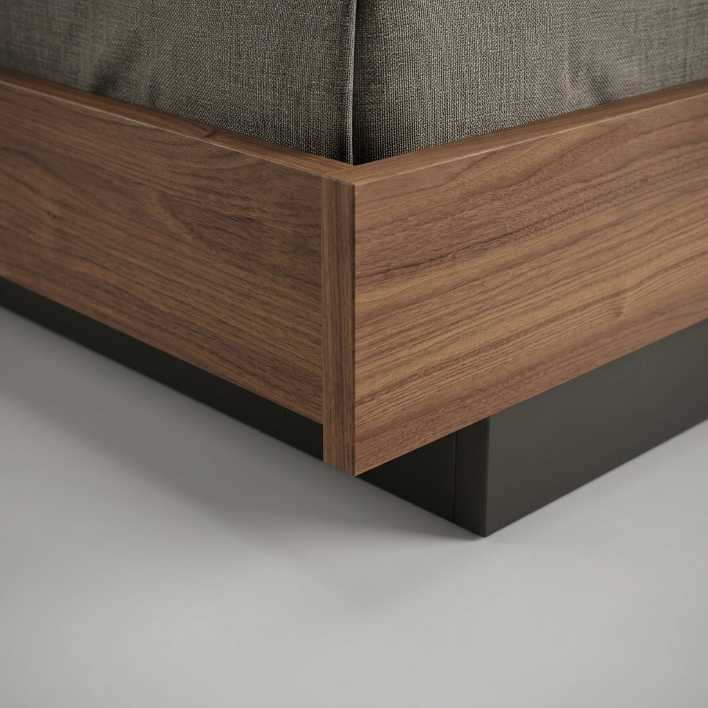 Norya (NCP18A-01) Solid Wood Queen Size Bed | American Walnut