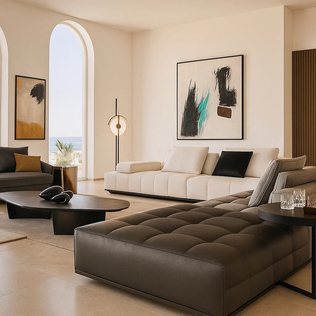 Orvian (SF12021) - Italian Minimalist Custom Sofa Bespoke in Leather &amp; Fabric