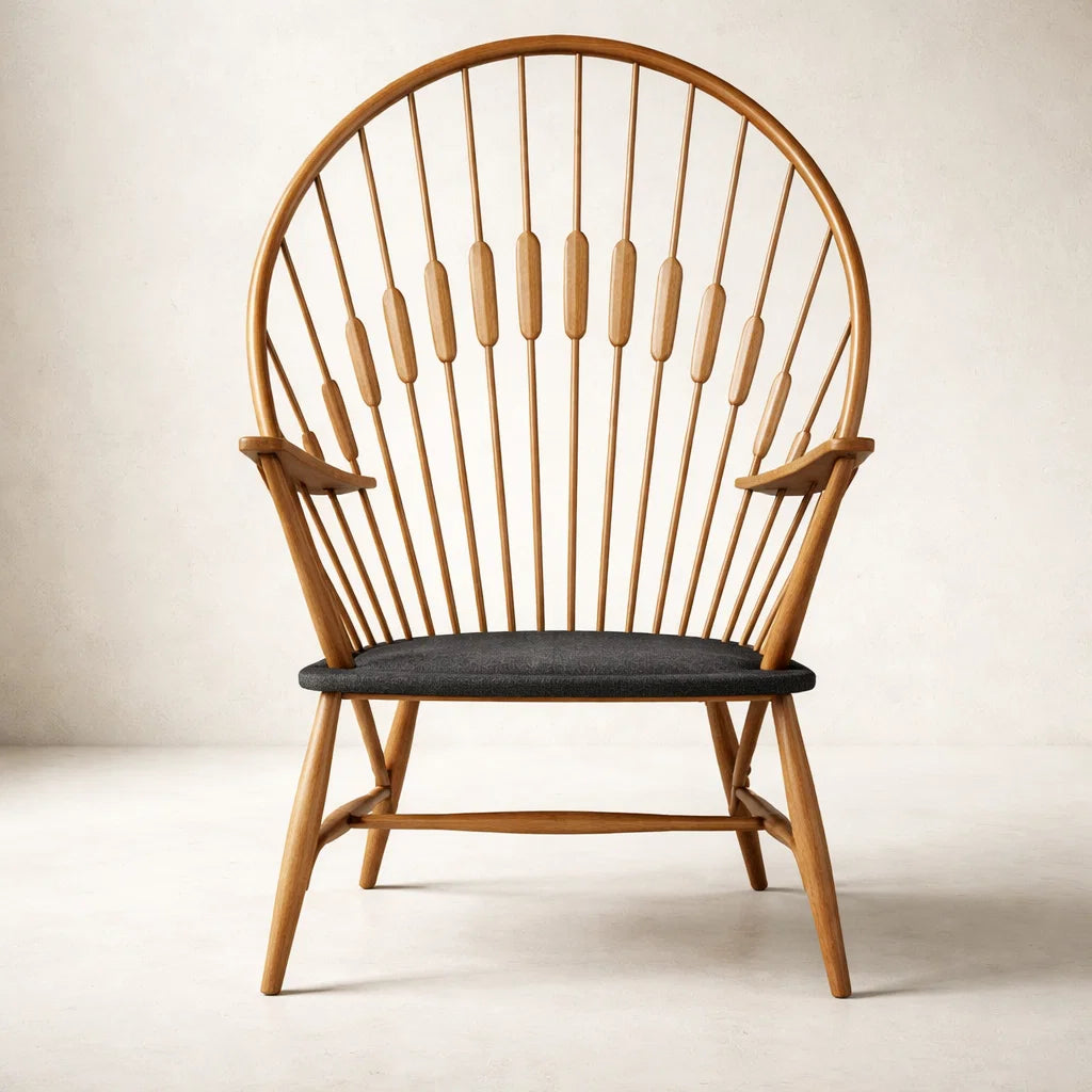 Pearl CH7253 Custom Mid Century Solid Wood Lounge Chair | Solid American Oak