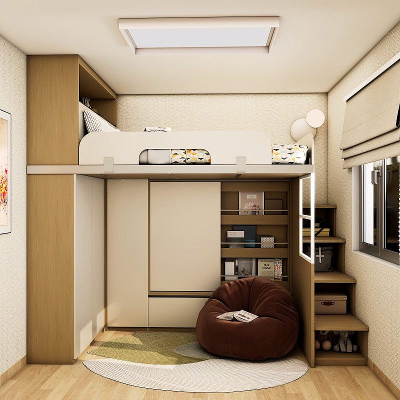 SOGAL Customized Bunk Bed Queen Loft with Book Shelf and Storage Cabinet - BBTL-9