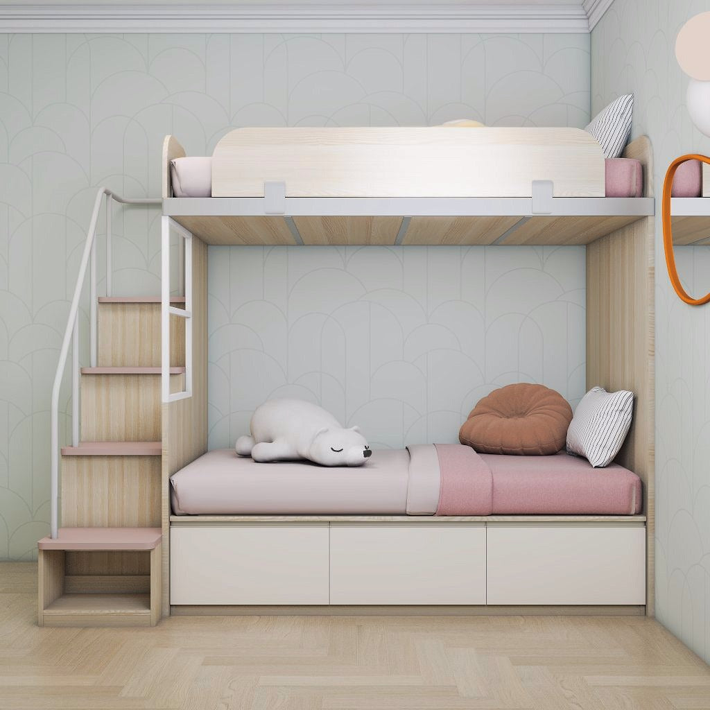 SOGAL Customized Super Single Bunk Bed Loft with Super Single Size Tatami Storage Bed - BBTT-8