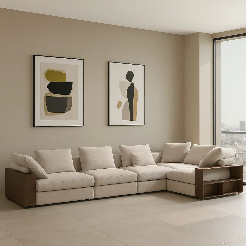 Pietra (SF-12035) - Italian Minimalist Custom Sofa Bespoke in Leather &amp; Fabric