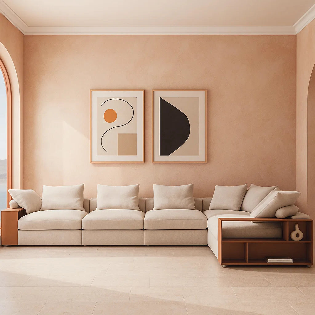 Pietra (SF-12035) - Italian Minimalist Custom Sofa Bespoke in Leather &amp; Fabric