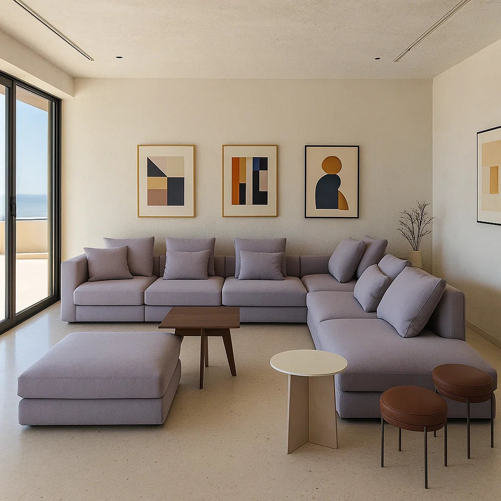 Pietra (SF-12035) - Italian Minimalist Custom Sofa Bespoke in Leather &amp; Fabric